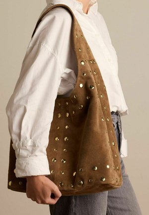 SCHULTER MIT NIETEN - Handbag - taupe