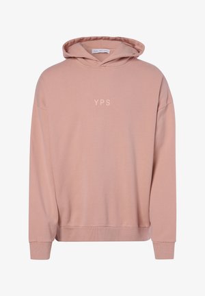 Pink hooded sweatshirt with long sleeves and "YPS" printed in small letters centered on the chest.