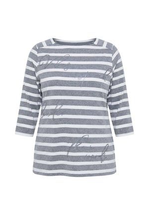 Ulla Popken, STRIPED SCRIPT LETTERING 3/4 SLEEVE TEE - Longsleeve - medium mottled grey