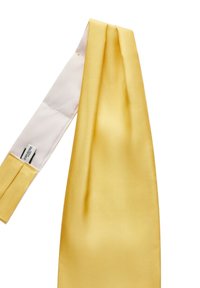 Gul silk slips med en slät yta, som har en enfärgad design och en vit satinundersida med en etikett på sömmen.