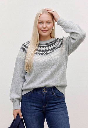 Vero Moda Curve, KNITTED PULLOVER VMCSIMONE KNITTED PULLOVER - Pullover - light grey melange