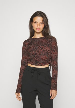 Pieces Petite PCNALA CROP - Majica z dolgimi rokavi - chicory coffee/black