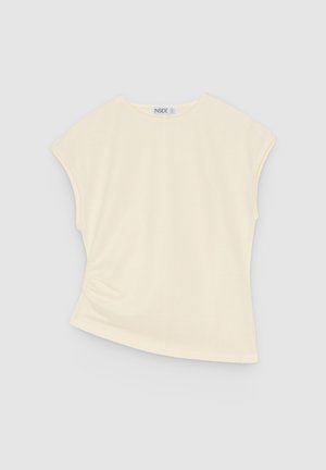INSIDE, CAMISETA FRUNCIDA ASIMÉTRICA - Camiseta estampada - beige