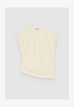 INSIDE, CAMISETA FRUNCIDA ASIMÉTRICA - Camiseta estampada - beige