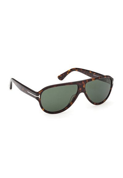 Lunettes aviator en écaille de tortue avec des verres vert foncé et des accents métalliques fins sur les branches, présentées sur un fond blanc.
