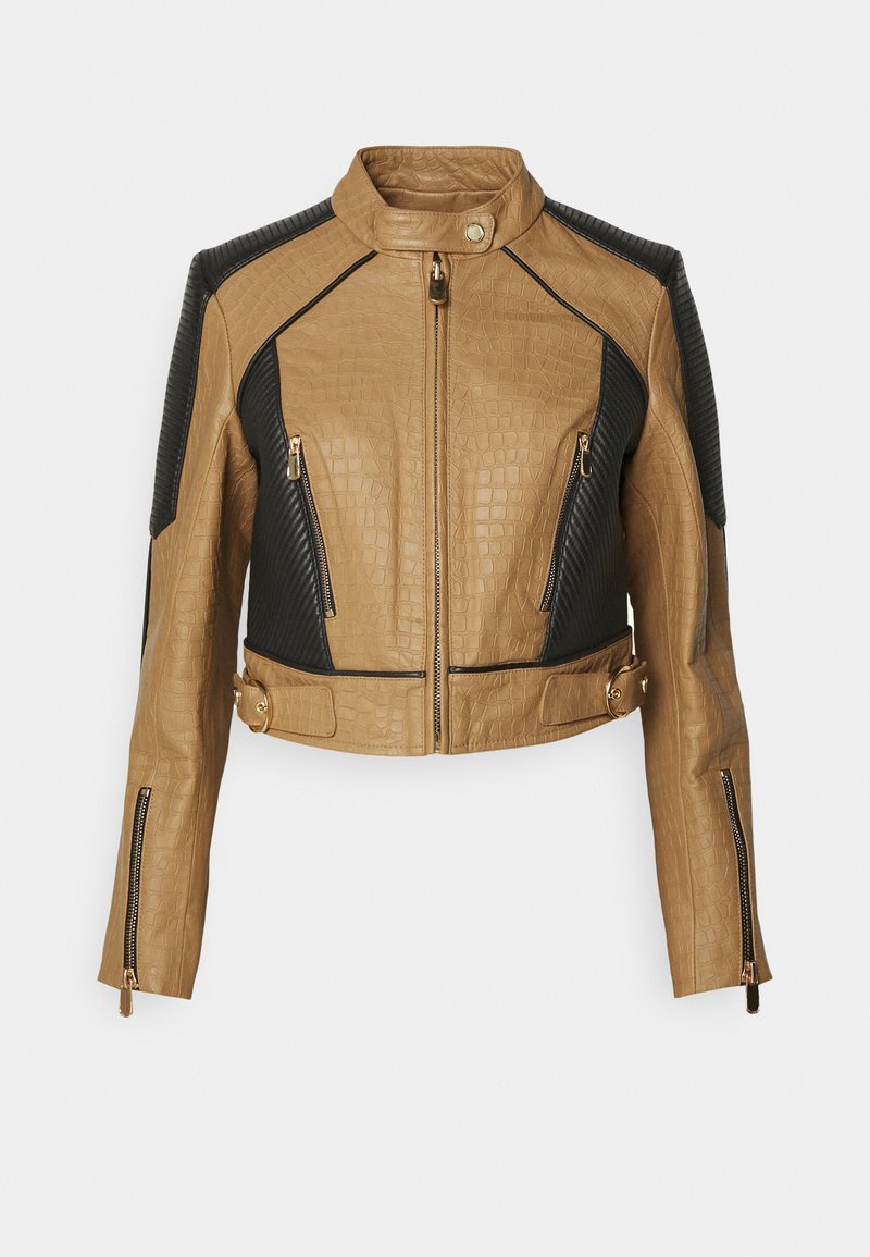 pinko Leren jas camel