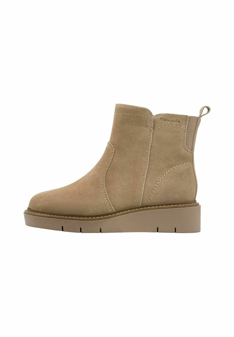 Tamaris Enkellaarsjes met sleehak - camel suede