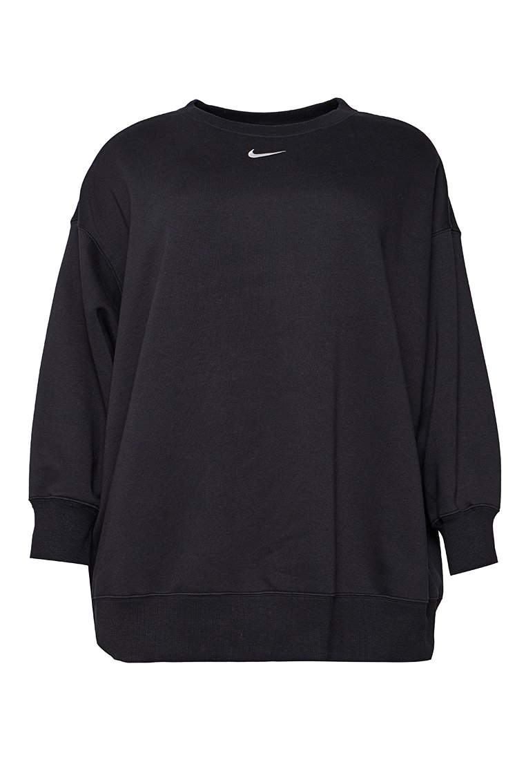 Sweatshirt noir en matériau doux avec une coupe ample, des épaules tombantes et un petit logo Nike blanc sur la poitrine. Poignets et ourlet côtelés.