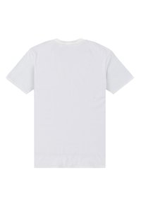 Witte katoenen t-shirt met korte mouwen en een ronde hals, met een gladde textuur en zonder zichtbare patronen of accenten.