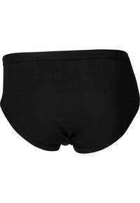 Sorte bomuldsunderbukser med en glat tekstur, elastisk talje, og sømløst design, med en medium højde skæring og afrundet bagform.