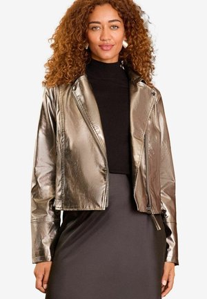 Love & Roses BUCKLE BIKER - REGULAR FIT - Bunda z nepravej kože - silver