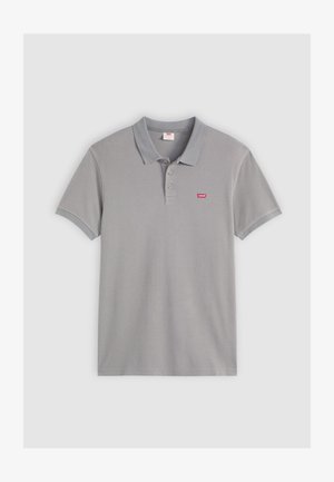 Grijze poloshirt van een katoenmix met een tweeknopssluiting, ribgebreide kraag en manchetten, met een klein rood Levi's-logo op de borst.
