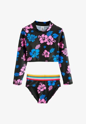 Next LONG SLEEVED SET - Bikinit - black tropical print