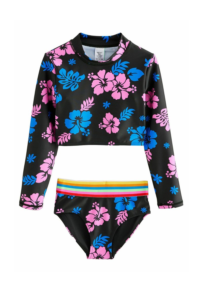 Next LONG SLEEVED SET - Bikini - black tropical print