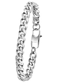 Zilveren kettingarmband met in elkaar grijpende schakels en een gepolijste afwerking. Inclusief een karabijnsluiting voor een veilige sluiting.