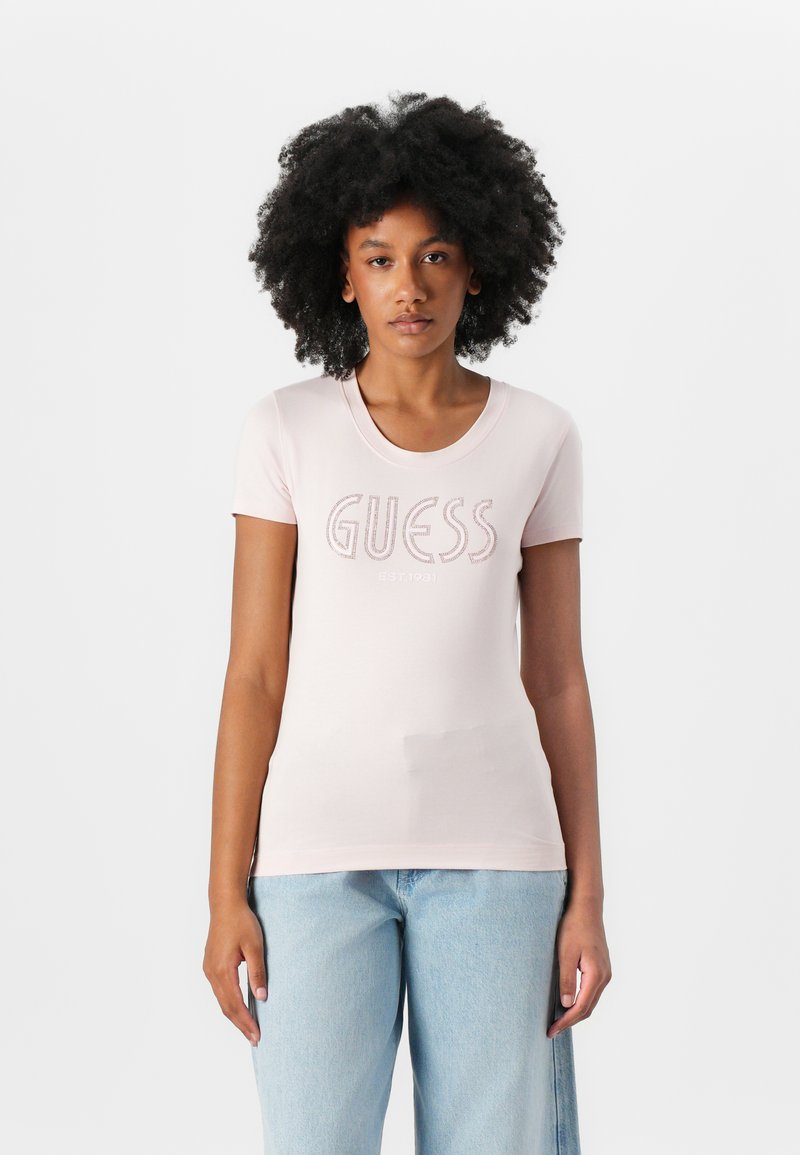 Guess LOGO TEE - T-shirt imprimé - low key pink