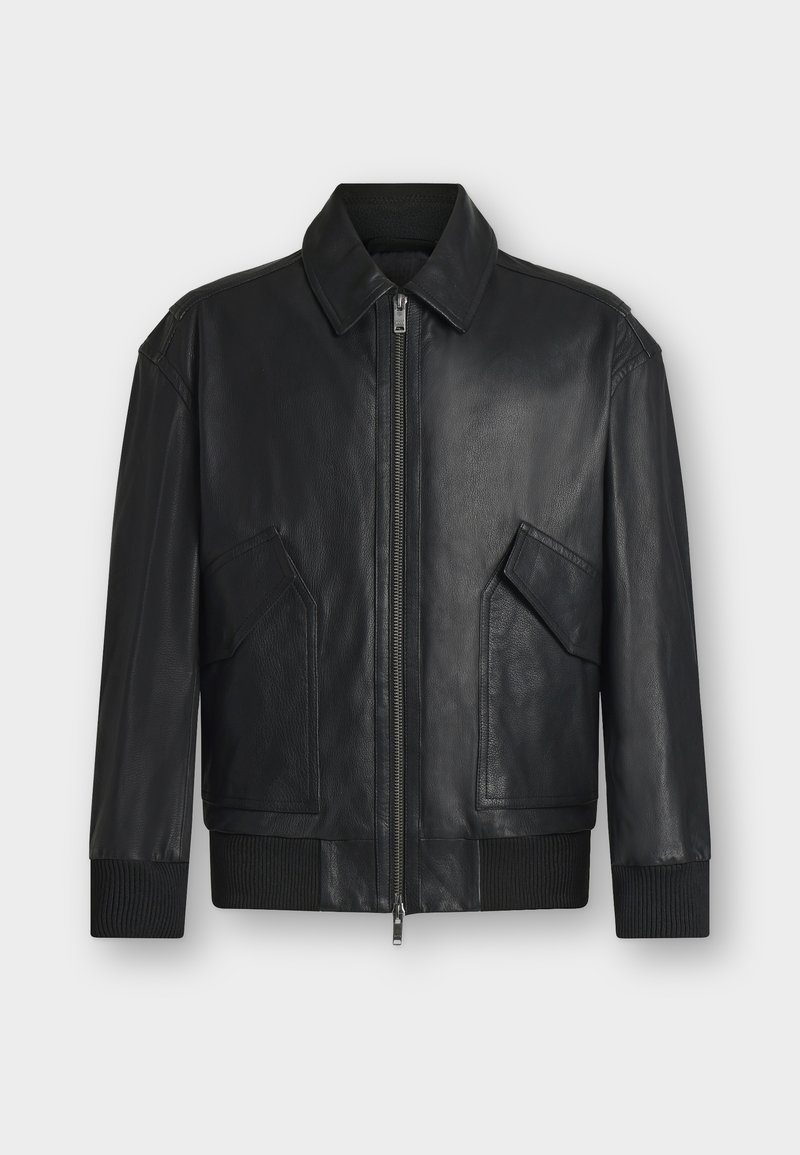 BOSS JOSUAL - Leather jacket - black - Zalando.co.uk