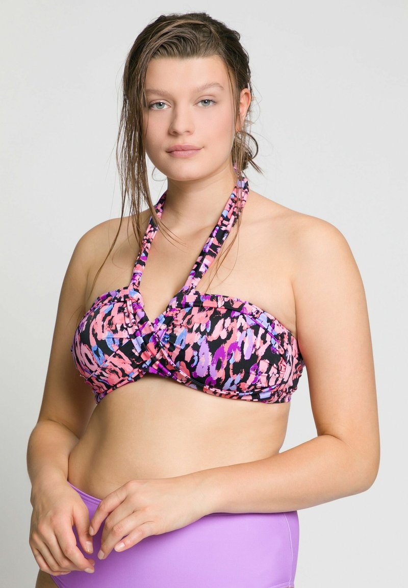 Top del bikini con coppe morbide e design leopardato, verde foresta | Ulla Popken