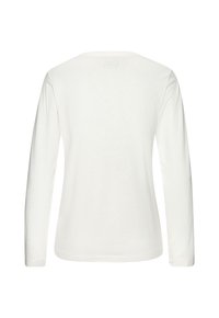 Weißes Langarm-T-Shirt aus weicher Baumwolle, mit einfachem Rundhalsausschnitt und geradem Schnitt. Keine sichtbaren Muster oder Akzente.