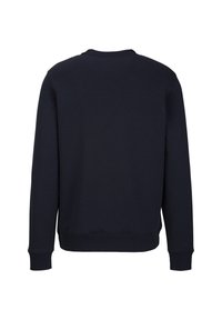 Marinefarbener Crewneck-Sweatshirt mit langen Ärmeln, gerippten Bündchen und Saum, glatter Textur und ohne sichtbare Muster oder Grafiken auf der Rückseite.