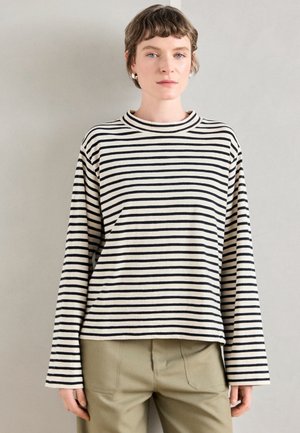 LONG SLEEVE STRIPED HIGH NECK - Μπλούζα με μακριά μανίκια - off-white/dark blue