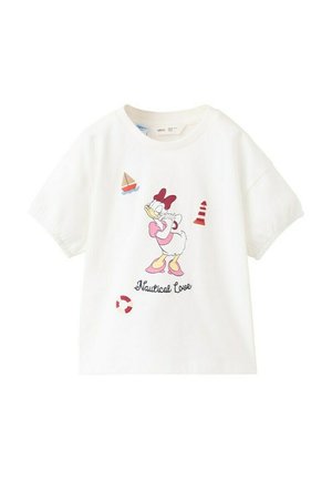 Wit t-shirt met een cartoon van een eend die roze schoenen en een strik draagt, nautische iconen en de tekst "Nautical Love" op de voorkant.