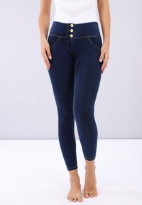 Freddy WR.UP - JEGGINGS PUSH UP - Jeggings - denim scuro con cuciture gialle
