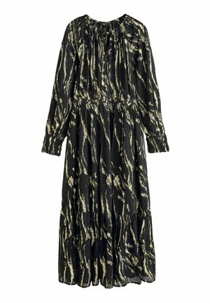 REGULAR FIT - LONG SLEEVE MIDI BOHO TIER  - Maksi garuma kleita - black gold