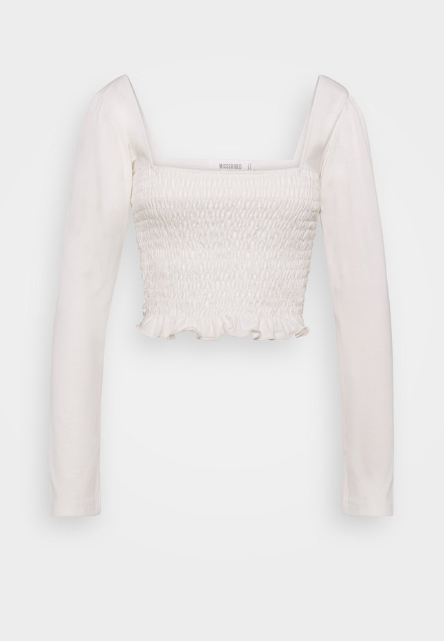 LONG SLEEVE LETTUCE CROP - Pitkähihainen paita - cream