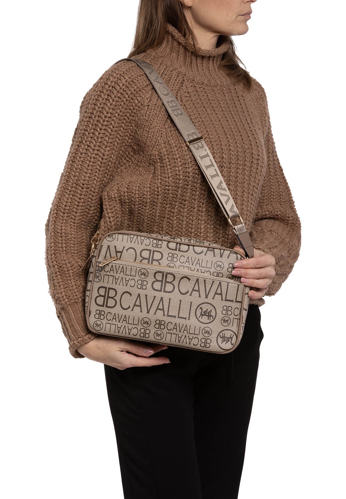 Borsa A Tracolla B. Cavalli In Ecopelle, Due Scomparti E Tasche Con Zip, 29x18x12 Cm, Prodotto Vegano - 5