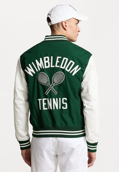 Polo Ralph Lauren VARSITY LINED - Blouson Bomber - moss agate/white