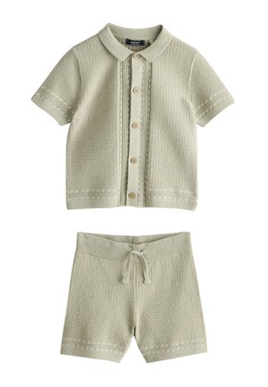 Next, REGULAR FIT - TEXTURED BUTTON THROUGH SET - Kardigán - sage green