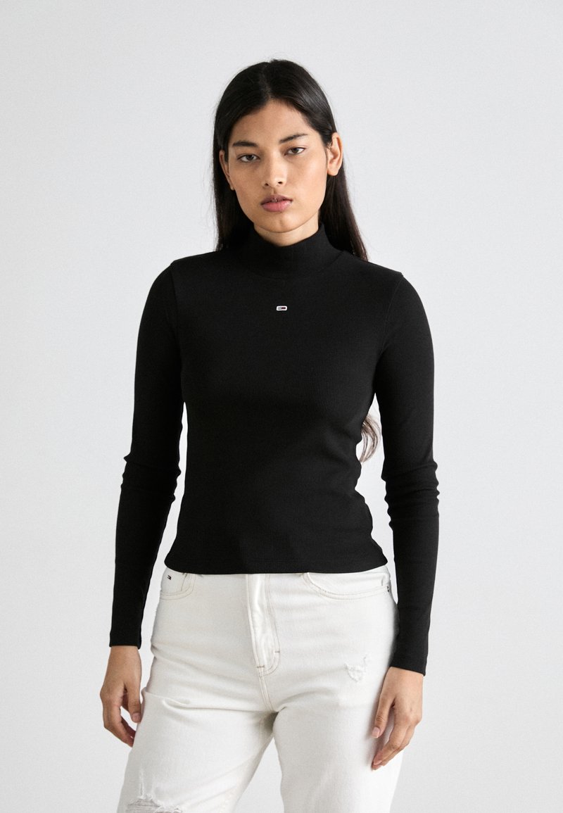 Tommy Jeans - ESSENTIAL MOCK NECK - Ilgarankovis viršutinės dalies drabužis - black, Padidinti