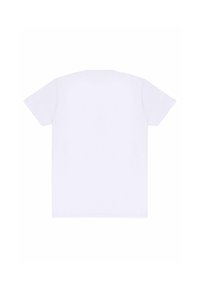 Bílý krátký rukáv tričko vyrobené z bavlny, s kulatým výstřihem a jednoduchým designem bez grafiky nebo ozdob.