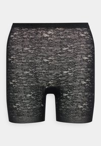 Μαύρο σορτς μέχρι το γόνατο με δαντέλα και floral σχέδιο, διαθέτει ελαστική μονόχρωμη μέση και ταινίες στα πόδια.