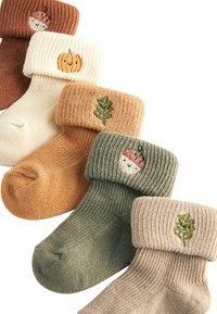 Next EMBROIDERED ROLL 5 PACK.  REGULAR FI - Ponožky - brown