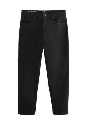 Zwarte denim jeans met een klassieke vijf-pocket stijl, rechte pijpen en een gladde textuur met een comfortabele stretch.
