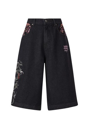 Ed Hardy DRAGON  - Denim shorts - black