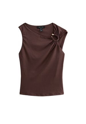New Look, DARK  JERSEY ASYMMETRIC HARDWARE DETAIL TANK TOP - Top - dark brown