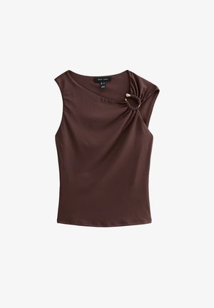 New Look, DARK JERSEY ASYMMETRIC HARDWARE DETAIL TANK TOP - Top - dark brown