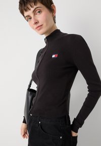 Tommy Jeans ZIP HIGH NECK CARDIGAN - Cardigan - black