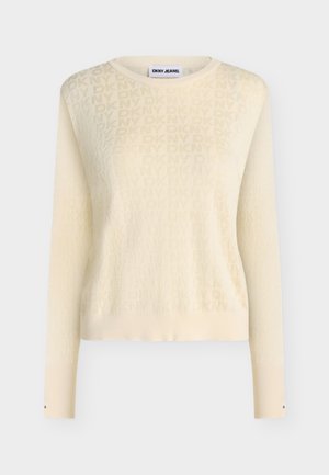 DKNY, LONG SLEEVE CREW NECK LOGO - Πουλόβερ - eggnog
