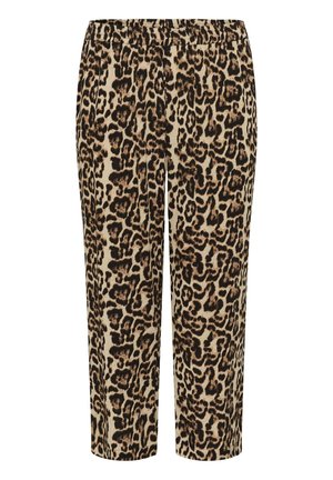 Široke hlače s elastikom u struku, s bež i crnim uzorkom leoparda.