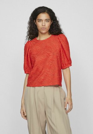 VILA KURZÄRMELIGES RUNDHALS - Blouse - poppy red