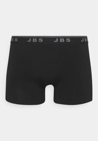 Svarta boxertrosor gjorda av mjukt tyg. Har en enfärgad design med en elastisk midja prydd med "JBS" i mörkgrått.