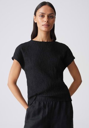 OPUS, RELAXED FIT CRINKLE LOOK - T-shirt basic - black