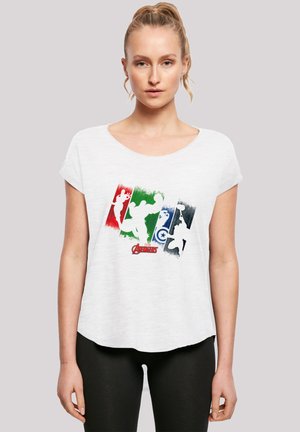 F4NT4STIC LONG CUT T-SHIRT 'MARVEL AVENGERS TEAM PUNCH OUT' - T-shirts med print - white