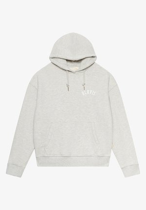 Hoodie harma, joka on varustettu kengurupussilla, nauhoilla ja "BLKVIS"-logolla valkoisena. Ominaisuuksiin kuuluvat ribbaatut hihansuut ja helma. Pehmeä rakenne.