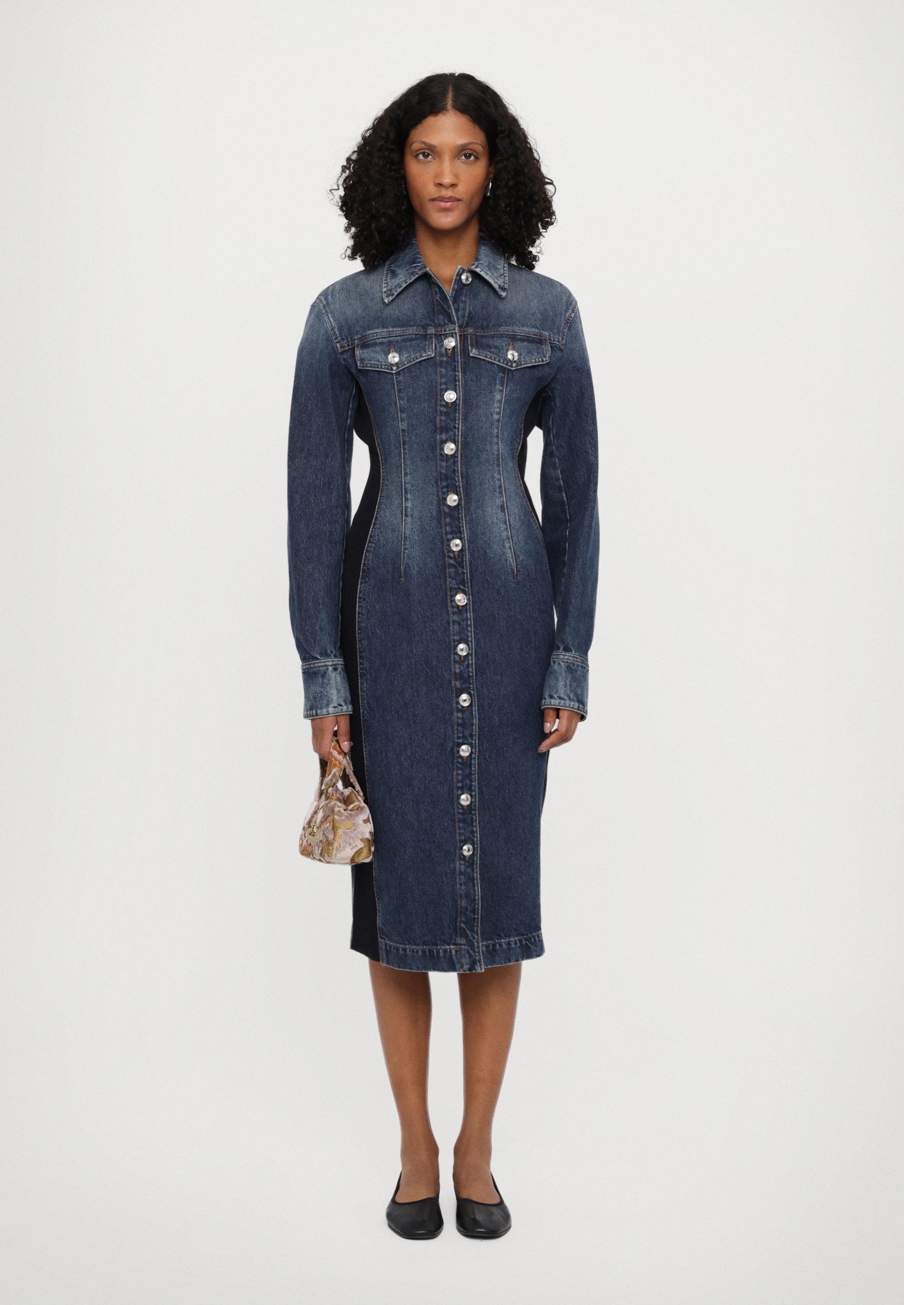 【関税&送料込】Sportmax Denim Fiorito Shirt Dress Fiorito denim midi dress in purple - Sportmax | Mytheresa
