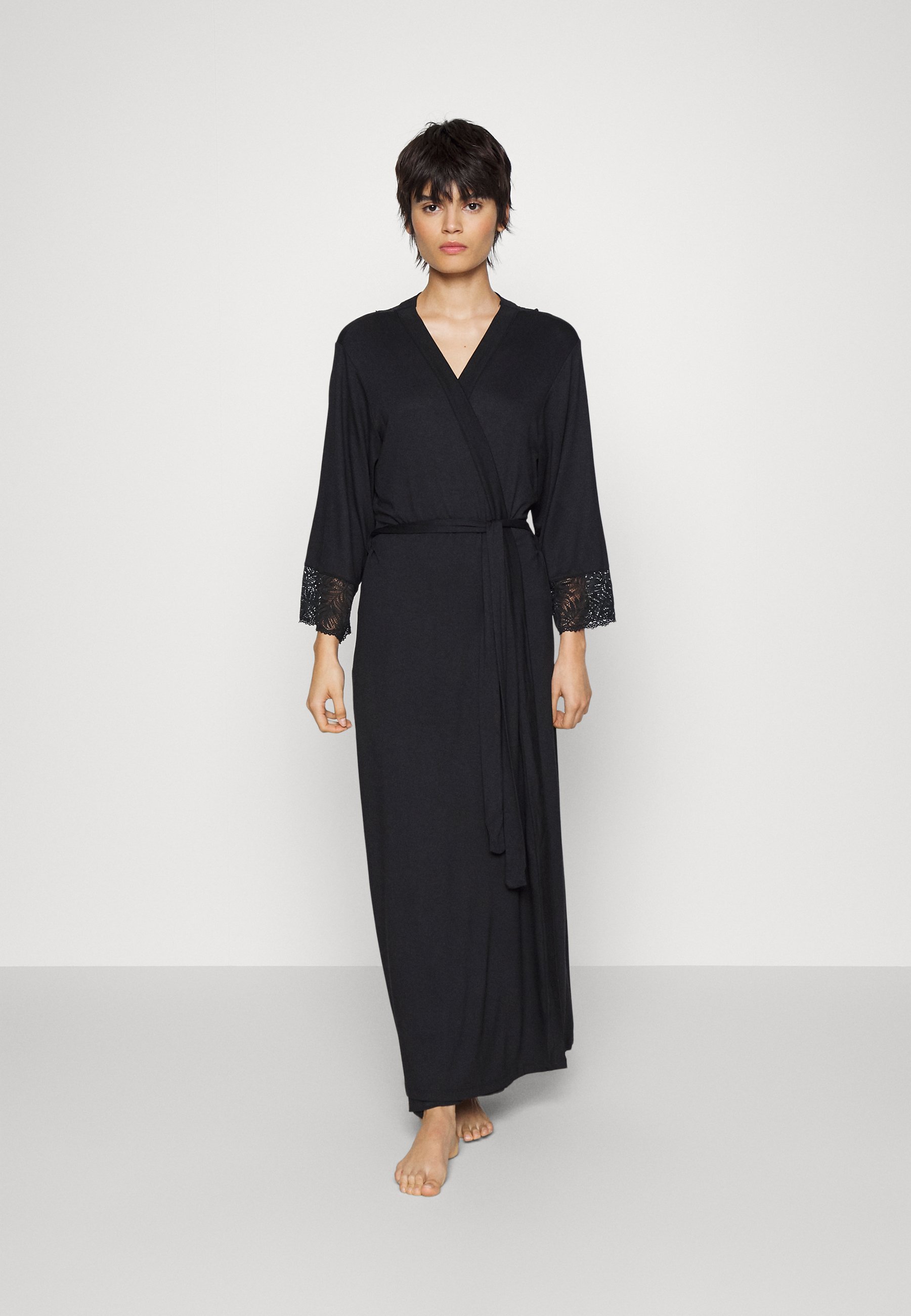 U2SKIIN Kimono Accappatoio Donna In Cotone Leggero Con Maniche 3/4 - Grigio, Taglia M